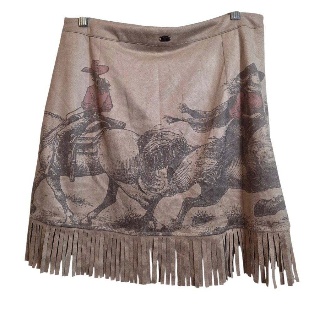 Lucky & Blessed Large Faux Suede Fringe Tassel Cowgirl Short Skirt Western New - Picture 4 of 14